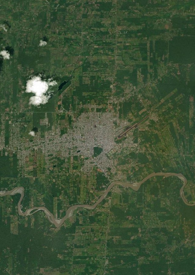 Capa GIS satelital de Lago Agrio y el río